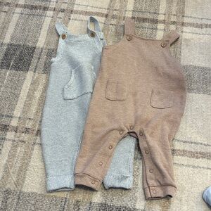 Carter's Cozy Knit Overalls in Blue and Brown